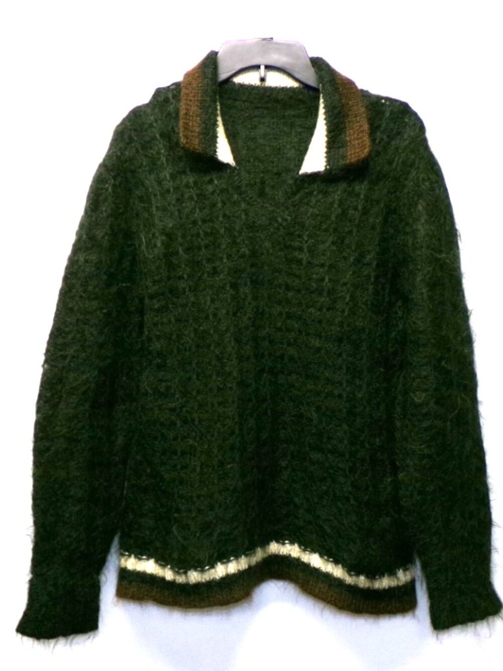 Vintage Green Mohair Shag Fuzzy Cobain Grunge Rockabilly Mod Sweater Handmade